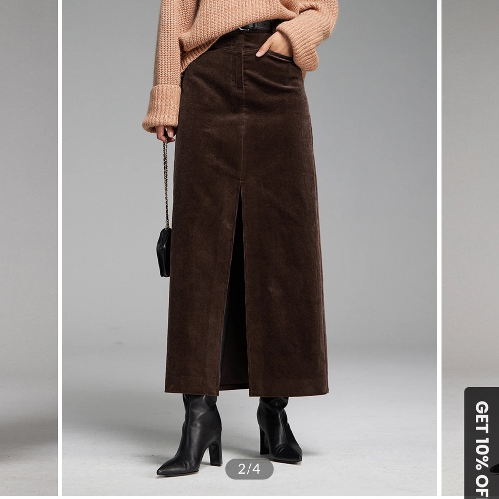 Commense Corduroy Maxi Skirt. Size Large. Brown. NWT - Picture 2 of 3